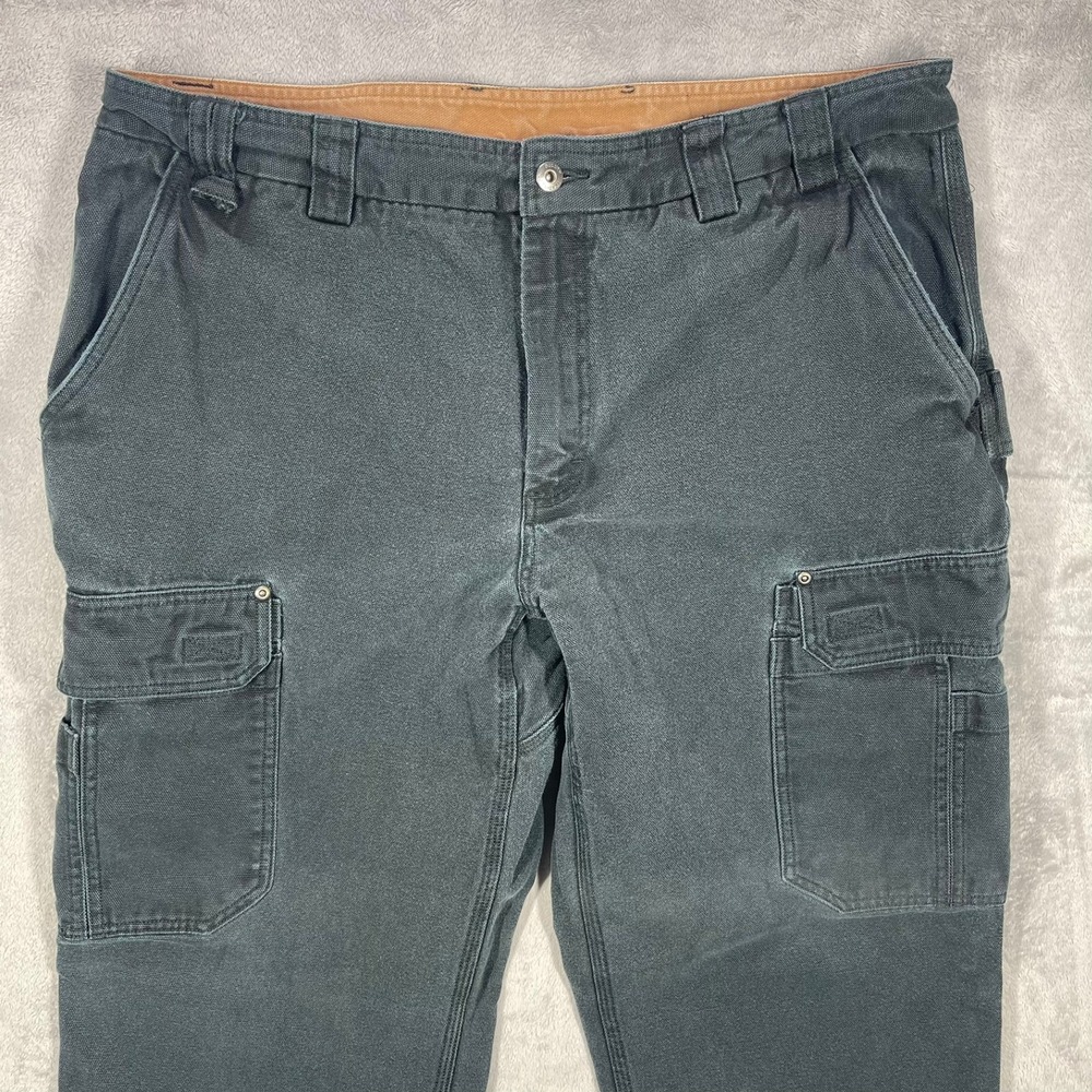 Duluth Trading Co Cargo Pants Mens 42(39)x34(31) Black Fire Hose Canvas Utility - Picture 2 of 10